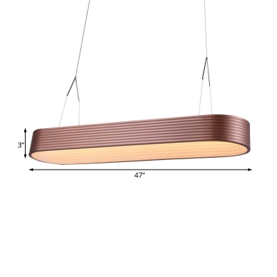 Copper Linear Chandelier Light with Metal Shade Modern LED Suspension Light in Third Gear