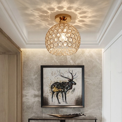 Gold Global Ceiling Lights Modern Metal and Crystal 1 Head Lighting Fixture for Corridor Hallway