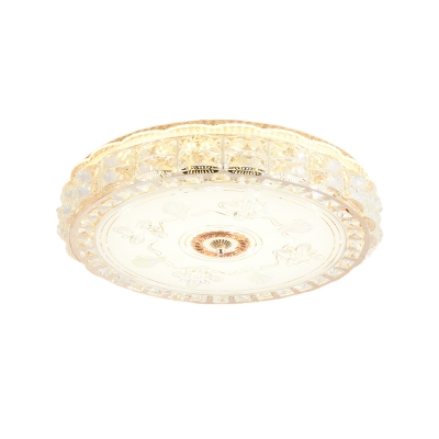 Circle/Square Flush Mount Ceiling Light Contemporary Clear Crystal Led Flush Lamp in Gold with Glass Diffuser