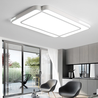 Led Rectangle Flush Mount Lighting Modern Simple Metal Ceiling Flush Light for Living Room