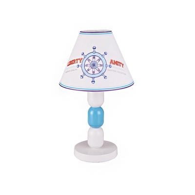 Nautical Table Lamp Fabric and Iron 1 Light Accent Table Lamp with Cartoon Pattern for Kids Room