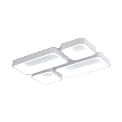 Nordic Rectangular Ceiling Mount Light Fixture Acrylic Flush Mount Lighting in Gray/White