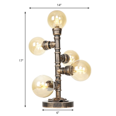 Pipe Accent Lamp Vintage Style Glass and Steel Table & Desk Lamps for Bedside