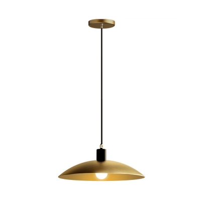 Satin Brass Domed Pendant Ceiling Light Aged Metal Single Light Hanging Light Fixtures for Island