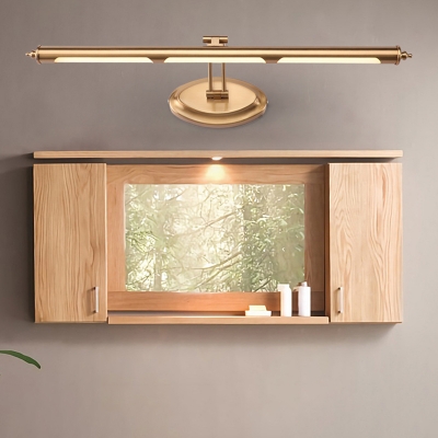 Warm Brass Linear Wall Sconce for Bathroom, Rotatable Metal Acrylic Contemporary Sconce Lights