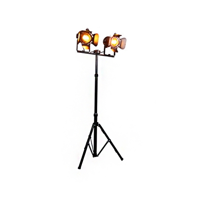 2 Light Unique Floor Lamp Antique Metal Night Light with Tripod for Bedroom Living Room Office