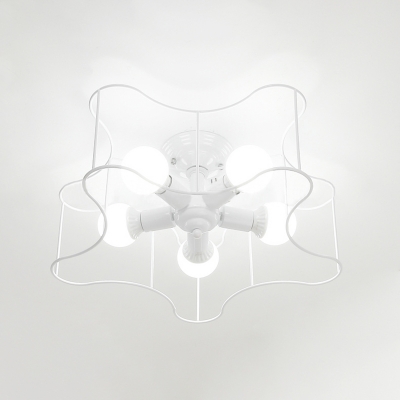 5-Light Star Ceiling Light Fixtures Modern Metal Semi Flush Chandelier for Living Room