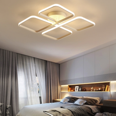 Aluminum Square Semi Flush Light Simple Modern Led White Semi Flushmount Light for Bedroom