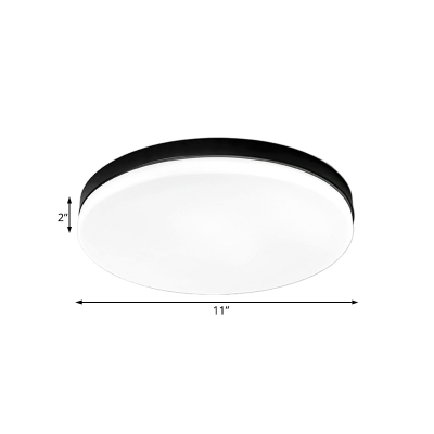 Black Drum Ceiling Light with Opal Acrylic Shade Integrated LED Nordic Flush Mount Lighting