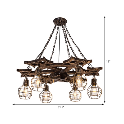 Cage Pendant Ceiling Lights Industrial-Style Metal 6 Light Hanging Light Fixtures for Dining Room
