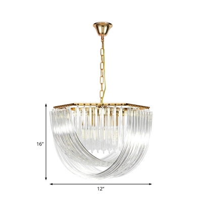 Gold Shaded Hanging Pendant Lights Modern Crystal 6 Light Pendant Lights with Chain for Living Room