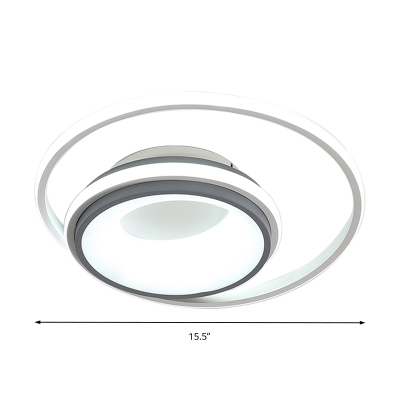LED Double Ring Flushmount Light Minimalist Metal Black and White Ceiling Flush Light