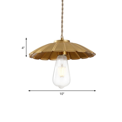 Loft Industrial Cone Hanging Ceiling Light Single Light LED Pendant Light with Brass Metal Shade