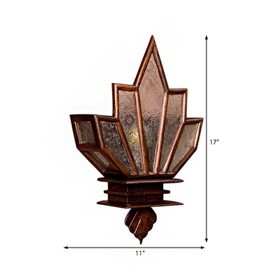 Lotus Wall Mounted Light Rustic Teak and Wax 1 Light Unique Wall Sconce Lighting for Indoor