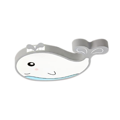 Lovely Whale Flushmount Light Metal Led Cartoon Flush Ceiling Light with Frosted Diffuser