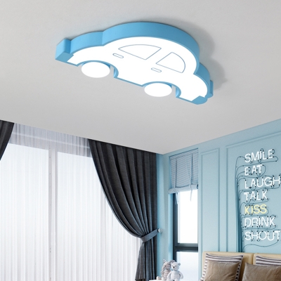 Nordic Cartoon Car Flush Lighting Acrylic Integrated Led Flush Mount Light for Play Room
