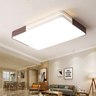 Rectangle/Square Bedroom Flush Mount Ceiling Light Acrylic LED Modern Ceiling Flush in Brown and White