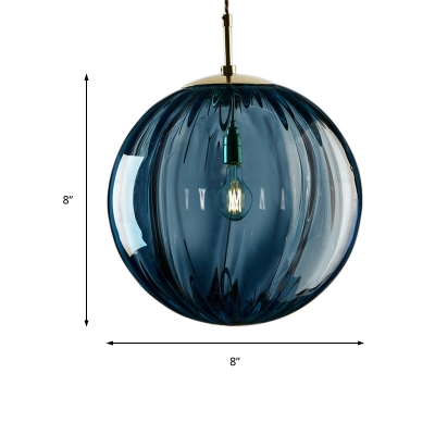 Ripple Glass Ball Hanging Light Minimalist 1 Light Ceiling Pendant Light in Gold