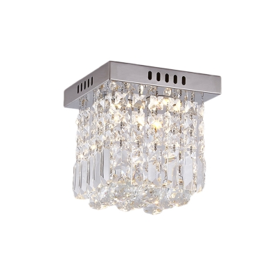 Silver Crystal Ball Ceiling Light Fixture Contemporary Square Ceiling Light Fixtures for Corridor