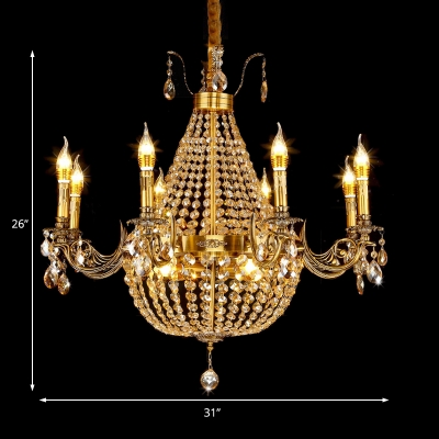 Traditional Crystal Beaded Chanderlier Lights Metal Candle Chandelier for Dining Room