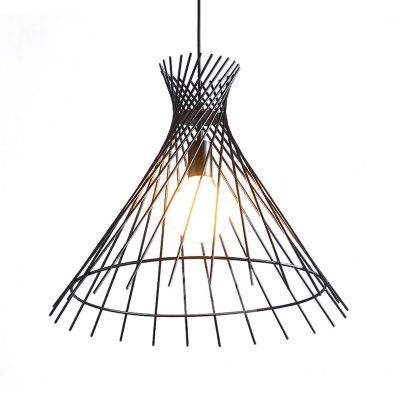 Wire Cage Hanging Lamp Industrial Modern Single Light Pendant Lighting Fixtures for Bedroom