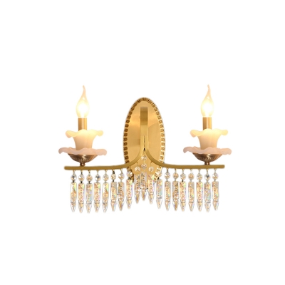 2 Light Candle Sconce Light Fixture Mid Century Metal and Crystal Wall Lamp Sconce for Bedroom Living Room