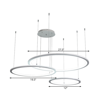 Acrylic Multi Ring Chandelier Lamp Height Adjustable Contemporary Led Living Room Lighting