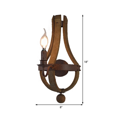 Brown and Rust Wall Mounted Light Aged Metal Candle Wall Sconce Lighting for Living Room