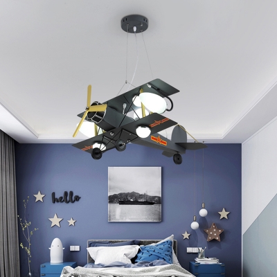 Airplane Pendant Light Glass and Metal Ceiling Light Fixture Children Bedroom 