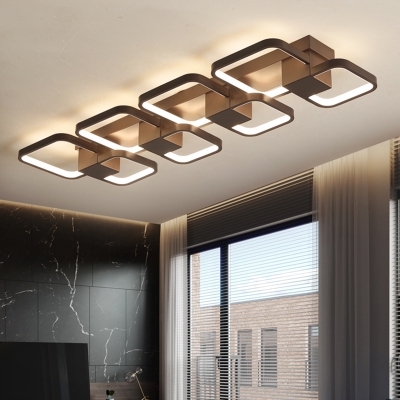Coffee Brown Square Ceiling Light Integrated Led Modern Flush Mount Lighting for Corridor