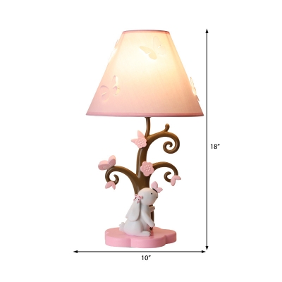 Cute Rabbit Desk Lamp Modern Fabric and Iron 1 Light Butterfly Accent Lamp for Girls Room