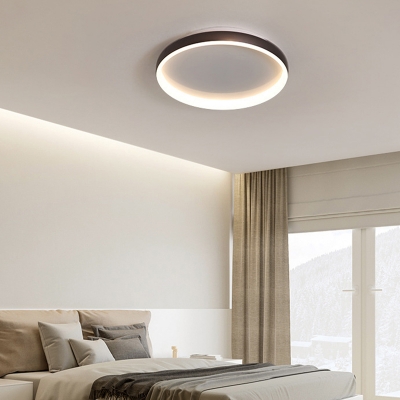 Metal Ring Flush Mount Ceiling Fixture Nordic Style LED Flushmount Light in Black/Brown/White