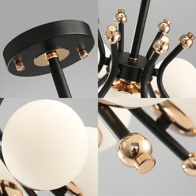 Modern Orb Ceiling Pendant Light Opal Glass 4/7 Light Chandelier Lamp for Bedroom