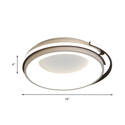Nordic Drum Flush Lighting with Frosted Diffuser Metal Led Ceiling Flush Light for Bedroom
