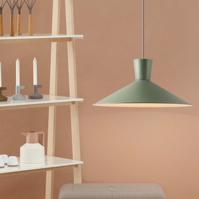 Nordic Style Flared Hanging Light Iron Single-Bulb Pendant Ceiling Light for Living Room