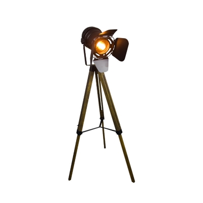 Unique Floor Lamp Country Iron and Wood 1 Head LED Lighting for Bedroom Living Room Office