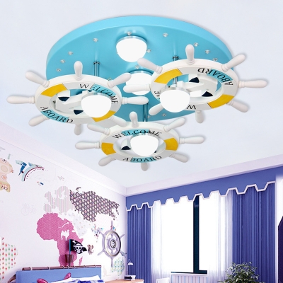 Anchor 7-Light Ceiling Lights Multi Colored Metal and Wood Ceiling Light Fixtures Kids Room Lighting
