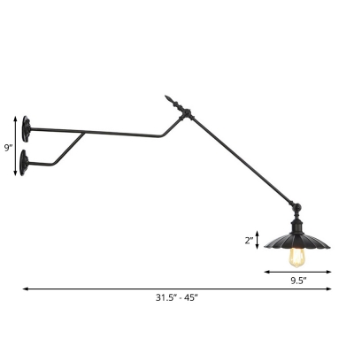 Antiqued Black Wall Sconce Lamps Iron 1 Light Wall Sconce Lighting with Long Arm for Restaurant