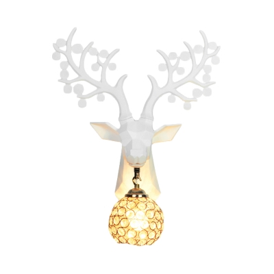 Art Deco Modern Deer Wall Light with Crystal Lampshade Metal 1 Light Wall Sconce