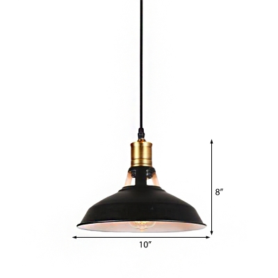 Black Barn Hanging Light Fixtures for Dining Table, Vintage Iron 1 Light Plug in Pendant Lights