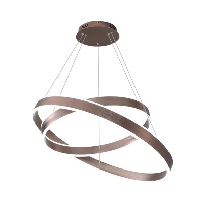 Brown Ring Pendant Lighting Modern 1/2/3 Light Led Metal Ceiling Chandelier for Foyer