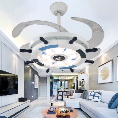 Coastal Ceiling Lamp Wood and Acrylic 8 Light Ceiling Light Fixtures with Fans for Bedroom