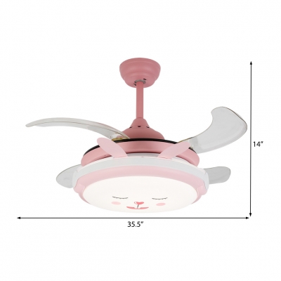 Contemporary LED Light Kit Metal and Acrylic 1-Light Ceiling Fan for Children Kids Bedroom