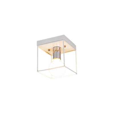 Frame Squared Lighting Fixtures Minimalist Iron 1 Light Semi Flush Ceiling Lights for Gallery