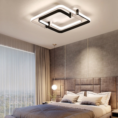 LED Geometric Ceiling Flush Light Nordic Metal Flush Mount Ceiling Lamp in Black/White