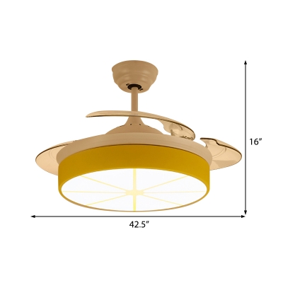 Lemon 1-Light Fan Light Acrylic and Metal Kids Room Ceiling Fan with Retractable Blades