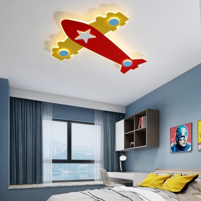 Metal Airplane Flushmount Lighting Kids Integrated Led Flush Ceiling Light for Boys