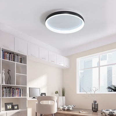 Metal Ring Flush Mount Ceiling Fixture Nordic Style LED Flushmount Light in Black/Brown/White