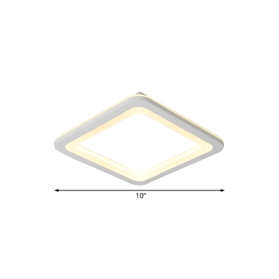 Metal Rounded Square Ceiling Flush Modern Simple LED Bedroom Ceiling Lights Fixture in White