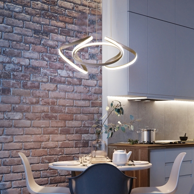 Metal Waving Ceiling Pendant Light Modernism Integrated Led Ambient Lighting